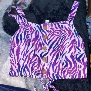 Purple zebra print crop top